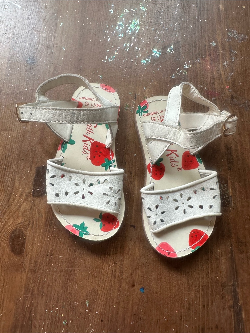 Cath Kidston White Kids Sandals with Strawberry Print